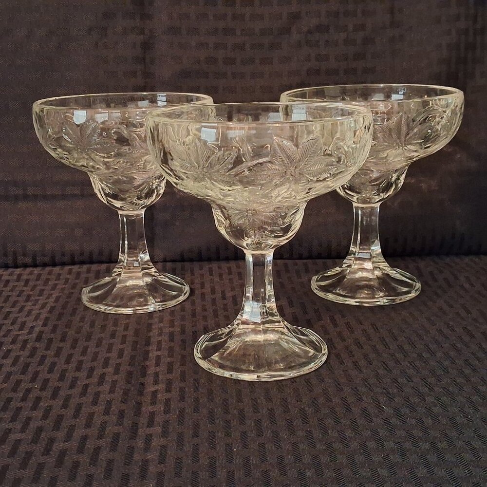 3 ea Princess House Fantasia Margarita Glasses